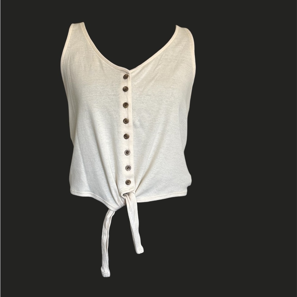 American Eagle Outfitters Cream Tie-Front Crop Top